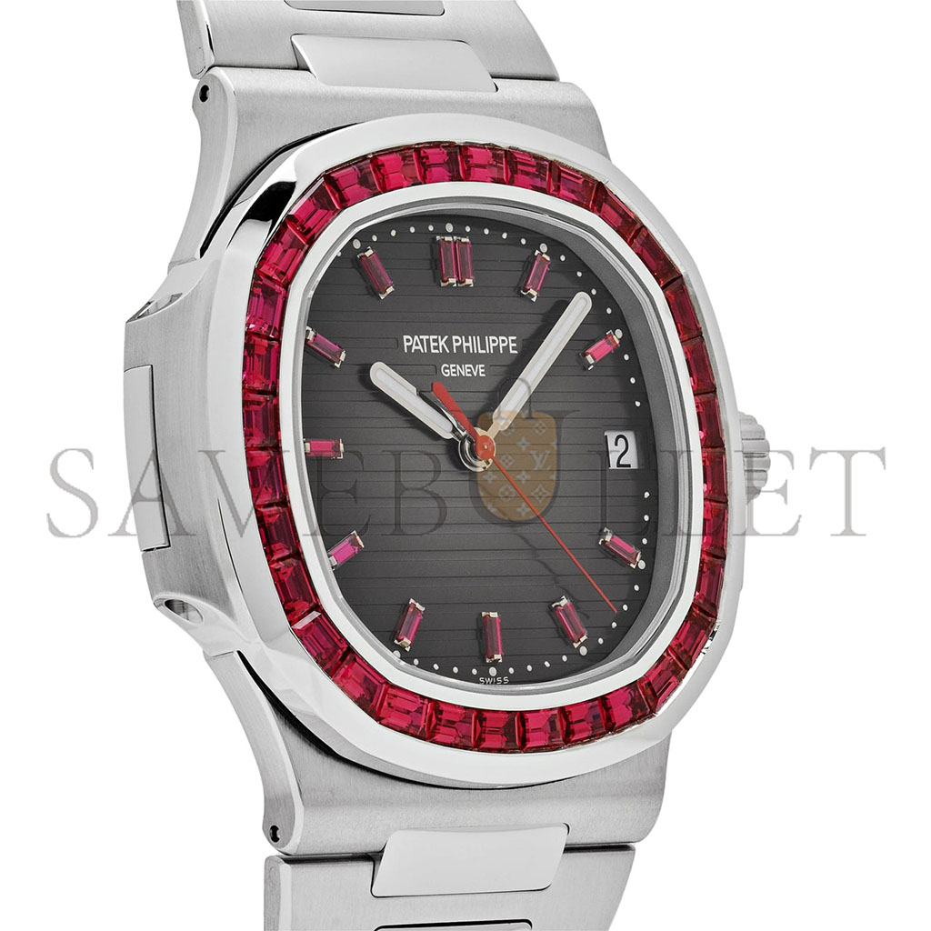 P**ek Ph**ppe nautilus platinum grey dial ruby bezel 5711/112p-001